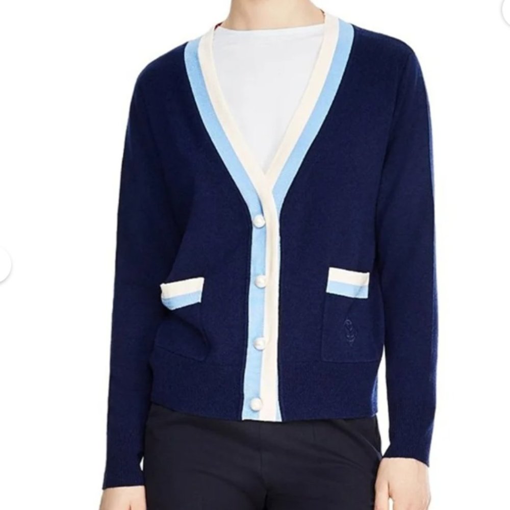 Sandro Clotile Wool Cashmere Pearl Cardigan